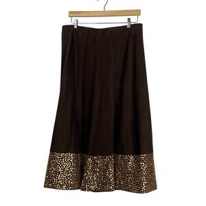 Boden Brown Corduroy Sequin A Line Maxi Skirt Size 16